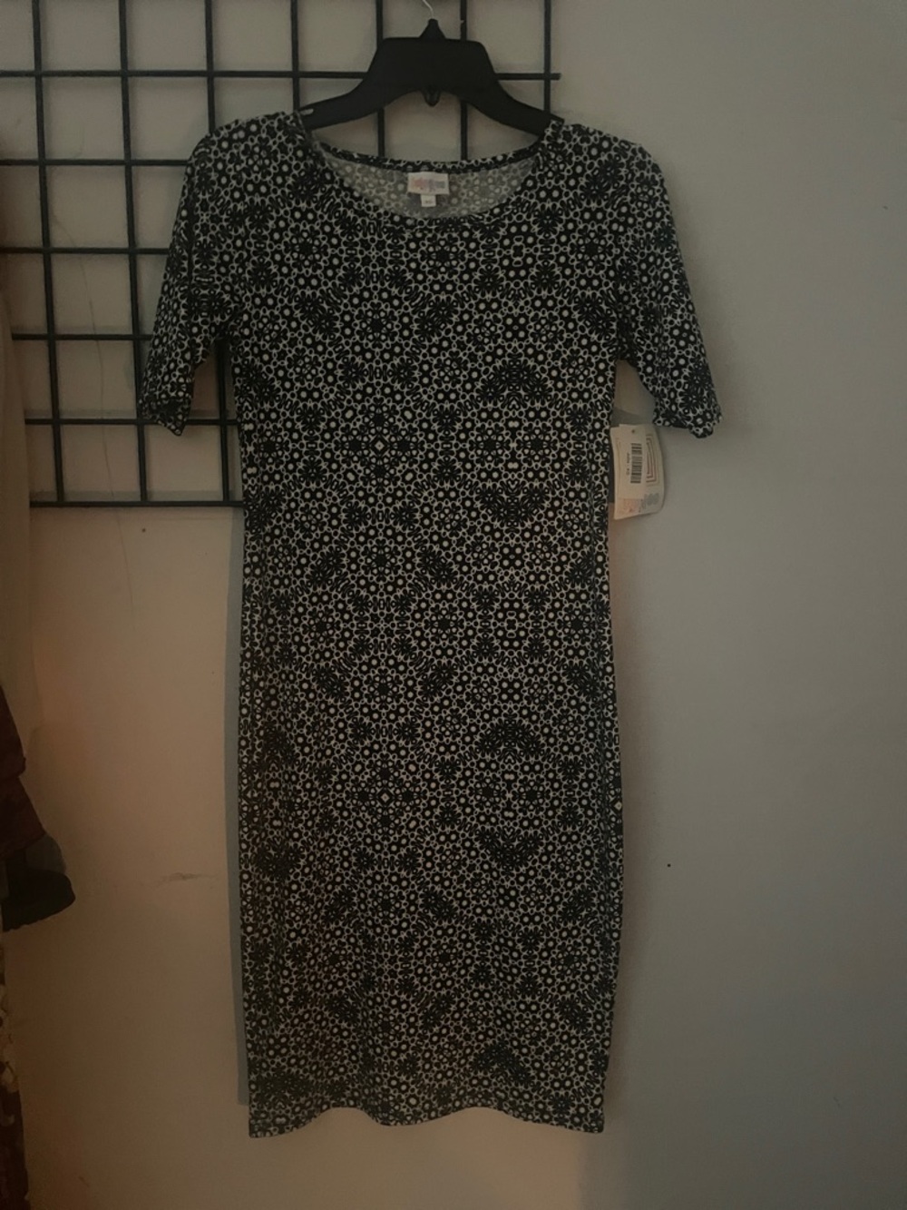 Black and White Patterned Women's Midi Dress